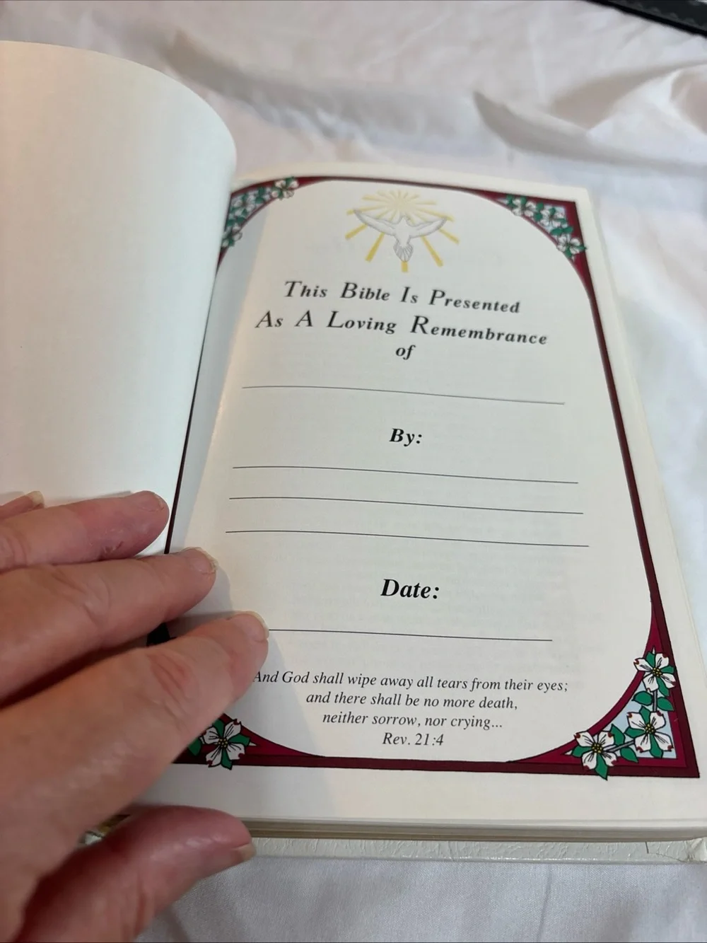 Holy Bible Dove of Peace - White Cover